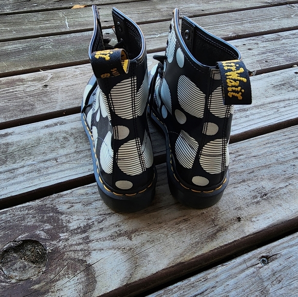 Dr. Martens Black and White Polka Dot Boots - Picture 5 of 10